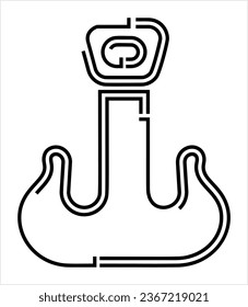 Crane Hook Icon, Tow Hook, Lifting Hook With A Safety Latch Vector Art Illustration