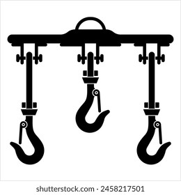 Crane Hook Icon, Tow Hook, Lifting Hook With A Safety Latch Vector Art Illustration