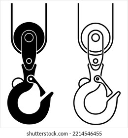 Crane Hook Icon, Tow Hook Vector Art Illustration