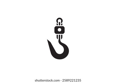 Crane hook icon vector silhouette isolated in white background