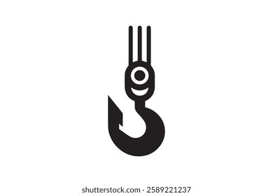 Crane hook icon vector silhouette isolated in white background