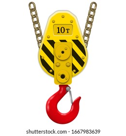 Crane Hook. Industrial Shackle. Lifting Industrial Mechanism. Vector Illustration.