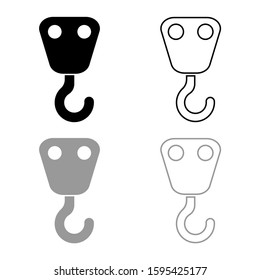 Crane hook for lift load Industrial using Freight concept icon outline set black grey color vector illustration flat style image