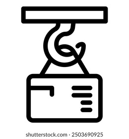 Crane hook is lifting a box, representing a logistics delivery service