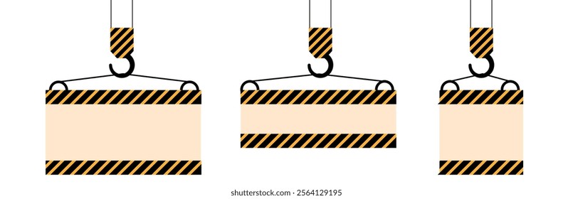 Crane Hook Lifting Concrete Banner Place for Text. Industry, house building and graphic design element concept vector art