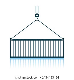 Crane Hook Lifting Container. Shadow Reflection Design. Vector Illustration.