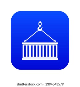 Crane hook lifts container icon digital blue for any design isolated on white vector illustration
