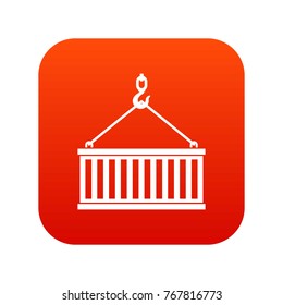 Crane hook lifts container icon digital red for any design isolated on white vector illustration