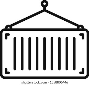 Crane Hook Lifts Shipping Container Icon Vector Outline Concept or Sign