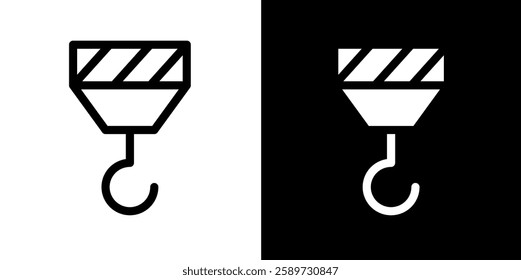 crane hook line and glyph icon, outline and glyph vector sign, linear and glyph style pictogram isolated on white and black. labour symbol, logo, icon, illustration