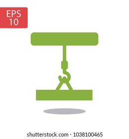 Crane hook line icon, build and repair, construction sign vector graphics, a linear pattern on a black background