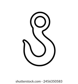 Crane hook line icon isolated on white background.