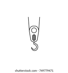 Crane hook line icon on white background