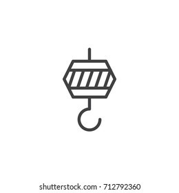 Crane hook line icon, outline vector sign, linear style pictogram isolated on white. Symbol, logo illustration. Editable stroke