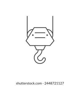 Icono de contorno de línea de gancho de grúa