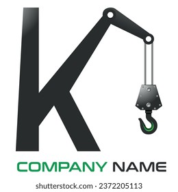 crane hook logo design with letter "K"