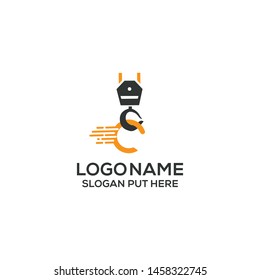 Crane hook logo design template