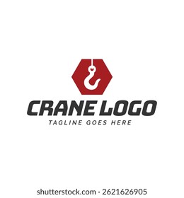 Crane hook logo. heavy equipment or construction logo isolated on white background.