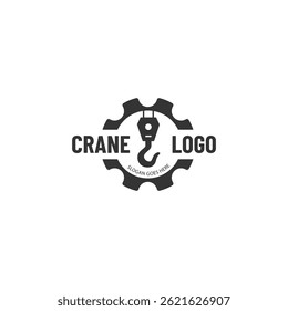 Crane hook logo. heavy equipment or construction logo isolated on white background.