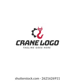 Crane hook logo. heavy equipment or construction logo isolated on white background.