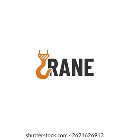 Logotipo del gancho de la grúa. equipo pesado o logotipo de la construcción aislado en el fondo blanco.