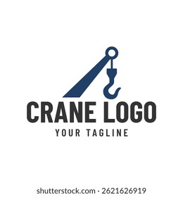 Crane hook logo. heavy equipment or construction logo isolated on white background.