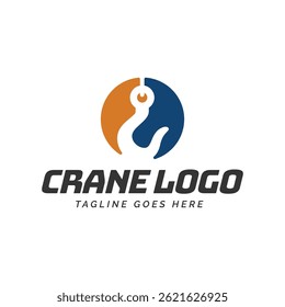 Crane hook logo. heavy equipment or construction logo isolated on white background.