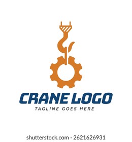 Crane hook logo. heavy equipment or construction logo isolated on white background.