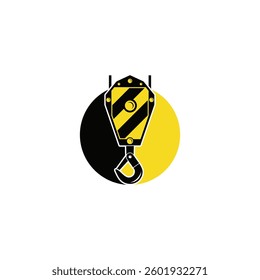 Crane Hook rental for Construction building logo design template. Vector illustration