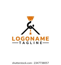 Crane hook and road combination logo design