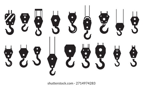 ilustração de vetor de silhueta de gancho de guindaste