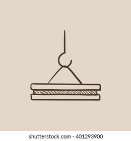 Crane hook sketch icon.