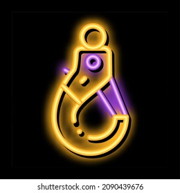 Crane Hook Tool Neon Leuchtzeichen Vektor. Leuchtendes Symbol Crane Hook Tool Zeichen. transparente Symbolillustration
