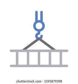 crane hook vector color line icon 