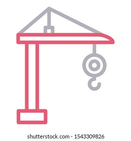 crane hook vector line color icon 