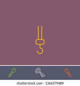 crane hook vector line icon.Basic element illustration.crane hook vector outline symbol design.Bonus broken key graphic concept
