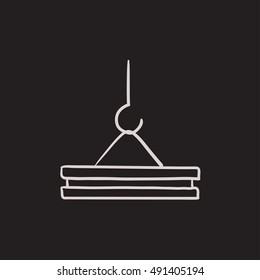 Icono de esbozo vectorial de gancho de grúa aislado en el fondo. Icono de gancho Crane dibujado con la mano. Icono de boceto de gancho para infografía, sitio web o aplicación.