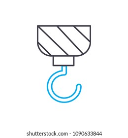 Crane hook vector thin line stroke icon. Crane hook outline illustration, linear sign, symbol concept.