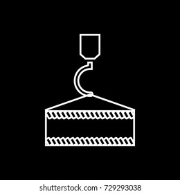 Crane hook white icon .