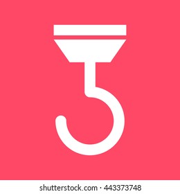Crane Hook white icon on magenta color background. Eps-10.