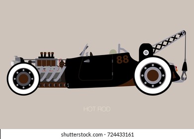 crane hot rod, side view of car, automobile, motor vehicle