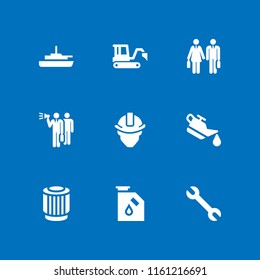crane icon. 9 crane set with ship, transport, worker and oil vector icons for web and mobile app