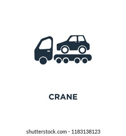 Crane icon. Black filled vector illustration. Crane symbol on white background. Can be used in web and mobile.