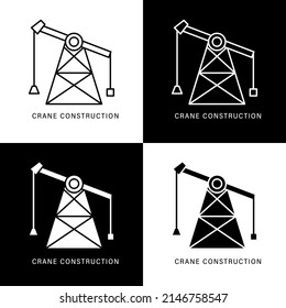 Crane Icon Cartoon. Construction Machine Symbol Vector Logo