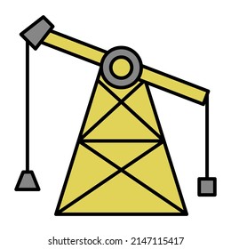 Crane Icon Cartoon. Construction Machine Symbol Vector
