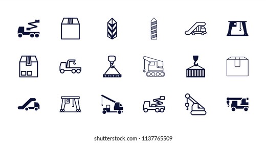 Crane icon. collection of 18 crane filled and outline icons such as truck with hook, cargo. editable crane icons for web and mobile.