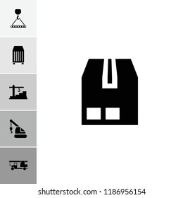 Crane icon. collection of 6 crane filled icons such as cargo container, truck with hook. editable crane icons for web and mobile.