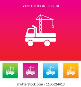 Crane Icon in Colored Square box. eps-10