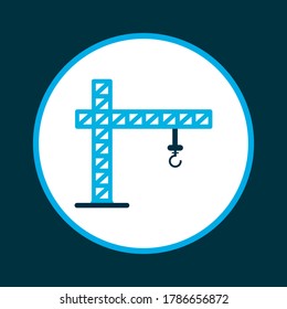 Símbolo con color de icono de grúa. La torre de elevación aislada de primera calidad es de diseño.