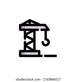 construcción de icono de grúa en contorno relleno